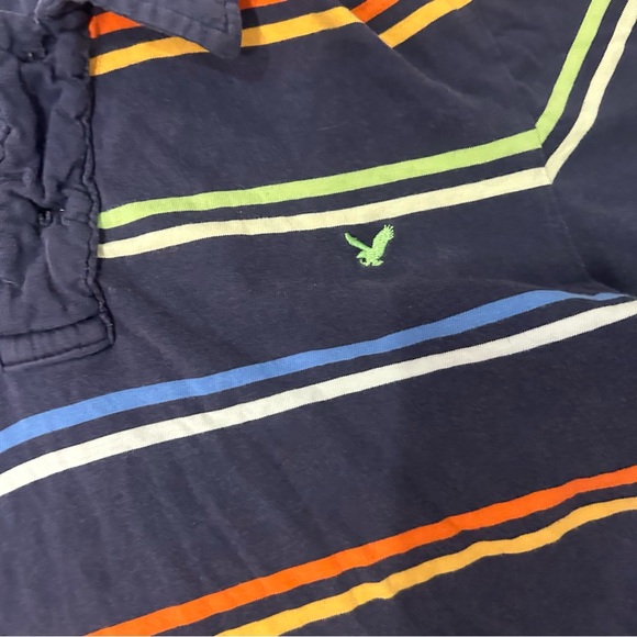 Navy American Eagle Outfitters Striped Polo Shirt - Picture 3 of 5